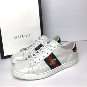 Gucci Ace Leather Embroidery Sneakers